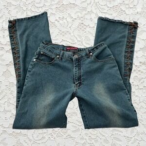 vintage y2k leather lace up flare jeans